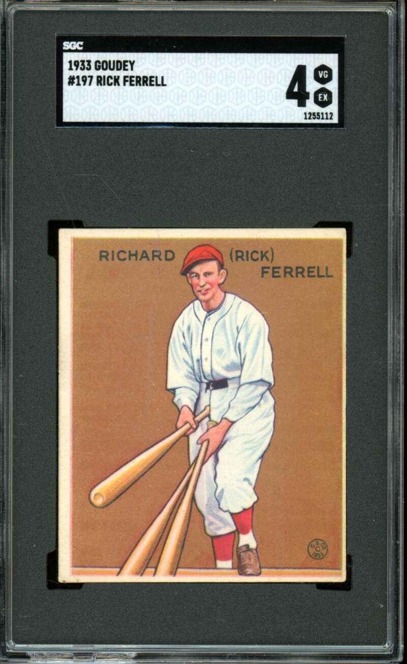 1933 Goudey #197 Richard Rick Ferrell RC/Rookie Red Sox HOF SGC 4 VG-EX