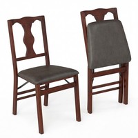 COSTWAY Set of 2 Folding Dining Chairs Space-saving Upholstered Kitchen Chair