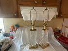 Bohemian Dresden Signed Rectangular Art Glass & Brass Table Lamp, pair of two — photo 5