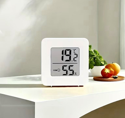 Digitales Mini Indoor Thermometer Hygrometer LCD, °C/°F, Komfortindikator, weiß