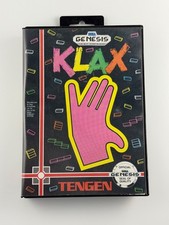 Klax (Sega Genesis, 1990) box, manual, game—tested, works great