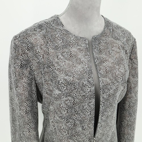 JM Collection Jacket Plus Size 18 Gray Microsuede Full Zip Pockets Animal Print - Picture 11 of 14