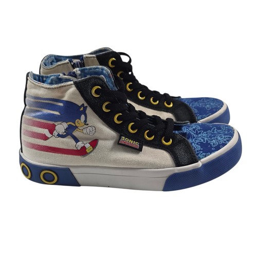 Ground Up Sonic The Hedgehog Zapatos Niños 3 Lona Parte Superior Alta Cremallera Lateral Azul - Imagen 2 de 13