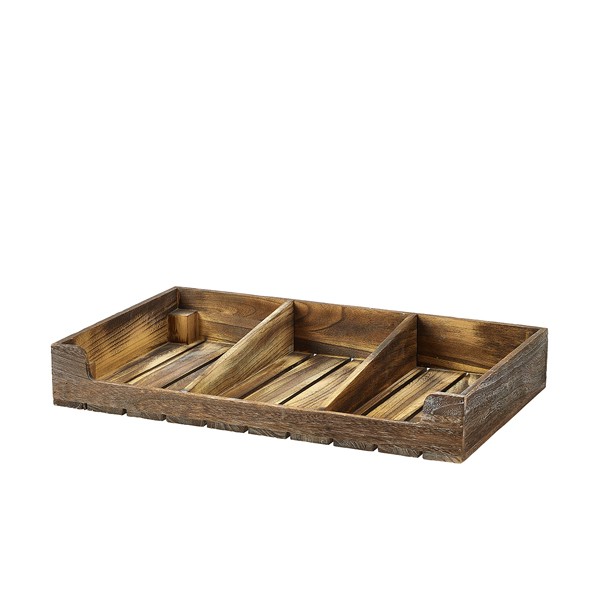 Rustic Wooden Display Crate For Condiments Or Cutlery In Buffets Cafes