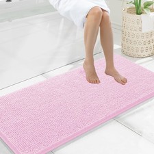 Smiry Luxury Chenille Bathroom Rugs 47x20, Extra Soft and 47'' X 20'', Pink