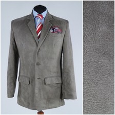 Mens Grey Faux Suede Blazer 42R UK Size ROSS RIVER Sport Coat Jacket