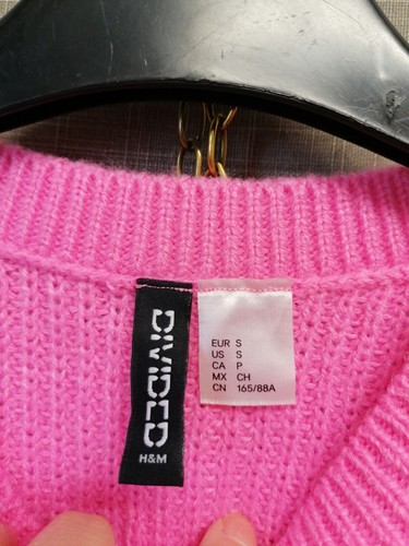 H&M Crop Tank Top Size S Pink Knitted Tie Back Sleeveless Soft Lightweight - Picture 5 of 11