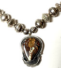 Estate Native American Sterling Silver Agate? Pendant Necklace — photo 5