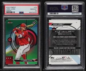 2023 Topps Finest Green Refractor /99 Josh Jung #75 PSA 10 GEM MT Rookie RC