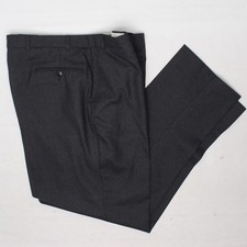 Chaps Ralph Lauren Dress Pants Mens 36x32 Solid Dark Gray Wool Flat Front 