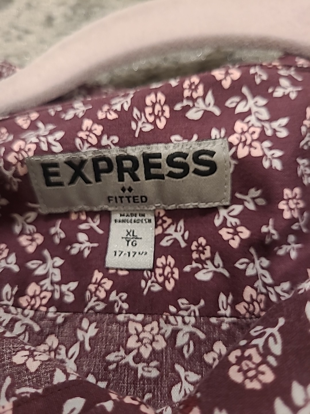 Express Womens Fitted Button Down Maroon Flowers … - image 9