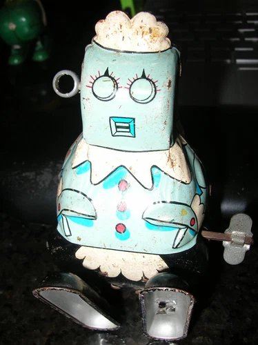 1963 Marx Hanna Barbera Jetsons Rosie the Robot Tin Wind-Up Hopping Figure