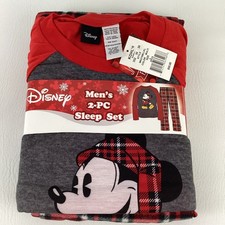 Disney Mickey Mouse Men 2 Piece Pajama Sleep Set Size Large Christmas Jammies