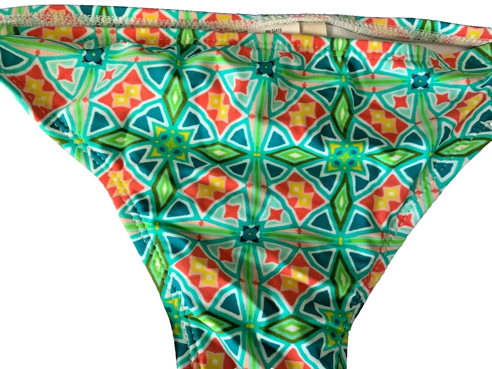Hobie Bikini Bottoms Size XL NWTs 3 side Straps (orange) / Green Geometric Body - Imagem 4 de 4