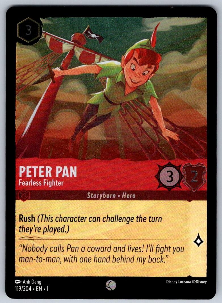 Peter Pan - Fearless Fighter 119/204 The First Chapter Lorcana Cold Foil NM