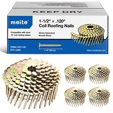 meite Coil Roofing Nails 1-1/2" x 0.120" Electro Galvanized 15 Degree Coil Nails