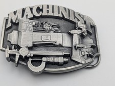 Vintage 1987 Siskiyou Belt Buckle Machinist Lathe Mill Tools Pewter USA R-50