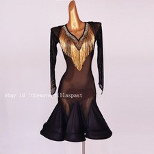 Latin Dance Dress Salsa Tango Cha Cha Ballroom Rhinestone Competition Dress F624