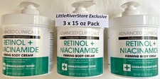 3x 15 oz Advanced Clinicals RETINOL NIACINAMIDE ANTI AGING Face + Body Cream USA