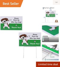 Clean Up After Your Dog Signs, 2 Pack with 1 Metal Stake, No Dog Poop Lawn Si...