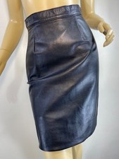 VTG 80s 90s FIRENZE Santa Barbara Sz 2 XS USA Made Leather Black Mini Skirt Soft