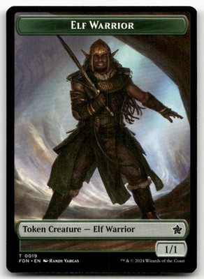Elf Warrior // Cat (001) Doubled-Sided Token #19 // 1 NM Foundations Magic MTG