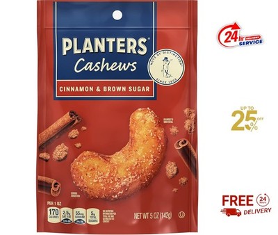 PLANTERS Cashews Cinnamon & Brown Sugar, Party Snacks, 5 Oz Bag