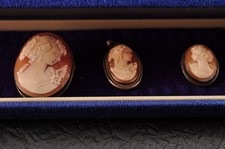 3 articles vintage argent 800 coquille ovale camée couleur marron et blanc (t...