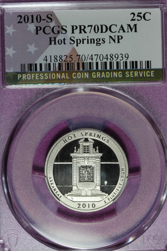 2010 S PCGS PR70DCAM HOT SPRINGS NATIONAL PARK WASHINGTON QUARTER #B52319