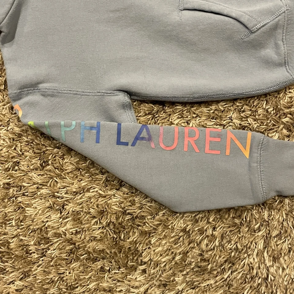 Ralph Lauren Pony Sudadera con Capucha Juvenil Mediana 8-10 Pullover Manga Arco Iris Sudadera Foto 4 de 4