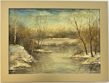 Original altes russisches Ölgemälde Landschaft „In Abramtsevo“, 1990, signiert.