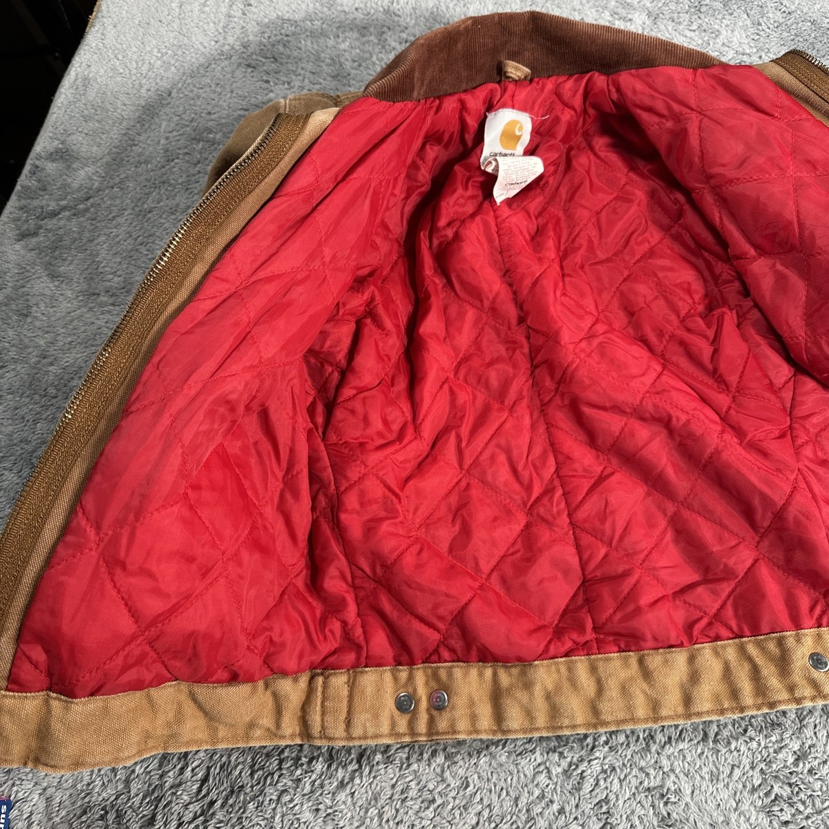 Vintage Carhartt Jacket Youth SZ 8 Y04 BRN Detroit Youth Red Quilt