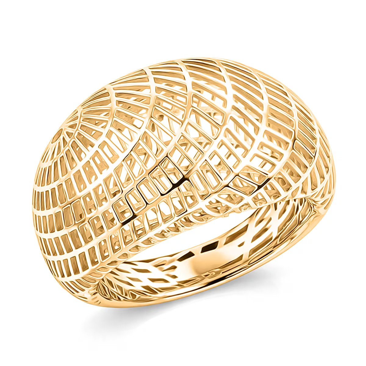 D'Joy 14K Gold Over 925 Sterling Silver Geometric Openwork Ring Size 6 3.6g