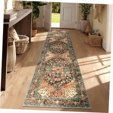 Washable Runner Rug, 2x8 Non-Slip Boho Vintage Hallway Rug Runner with Rubber