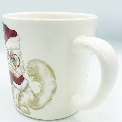 Taza Pier 1 Gato Esponjoso Blanco con Sombrero de Papá Noel y Gafas - Imagen 3 de 9