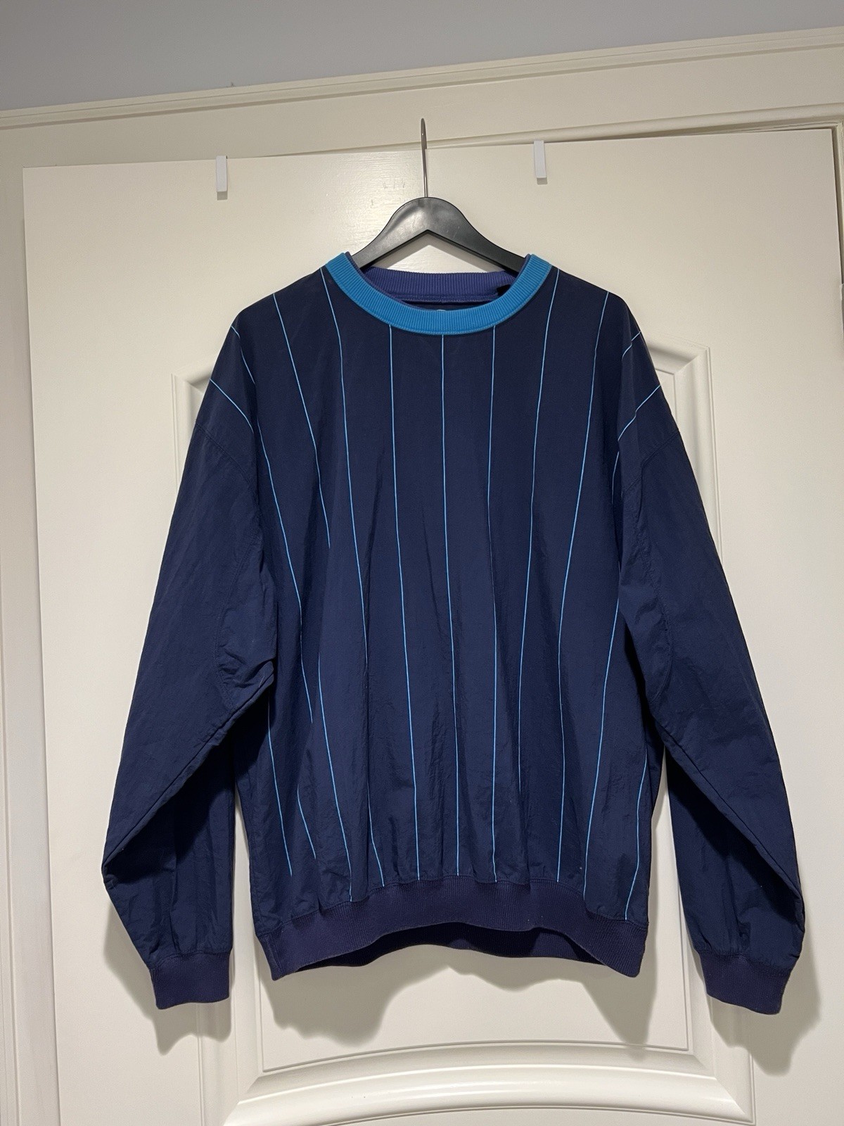 Vintage 90s Eddie Bauer Mens Large Striped Collar Pullover Windbreaker Jacket