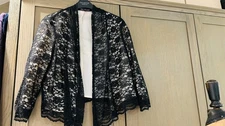 COAST Short Black Lace Bolero style jacket 3/4 sleeve Party Evening `uk 16