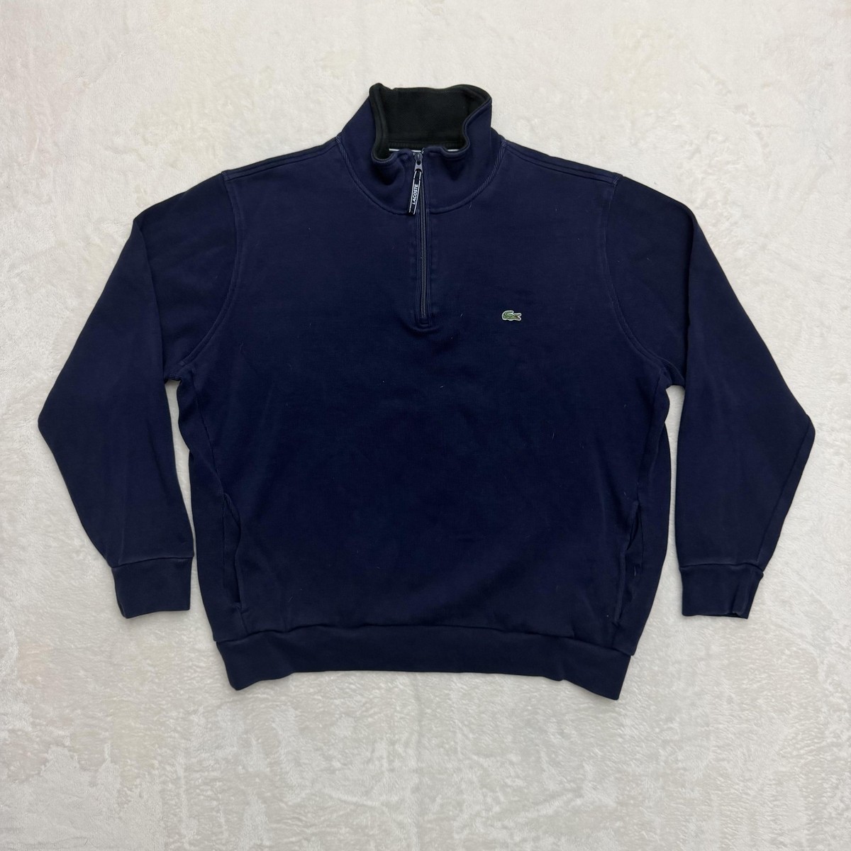 Lacoste Sweatshirt Mens 4XL Pullover Navy Blue Quarter Zip Logo