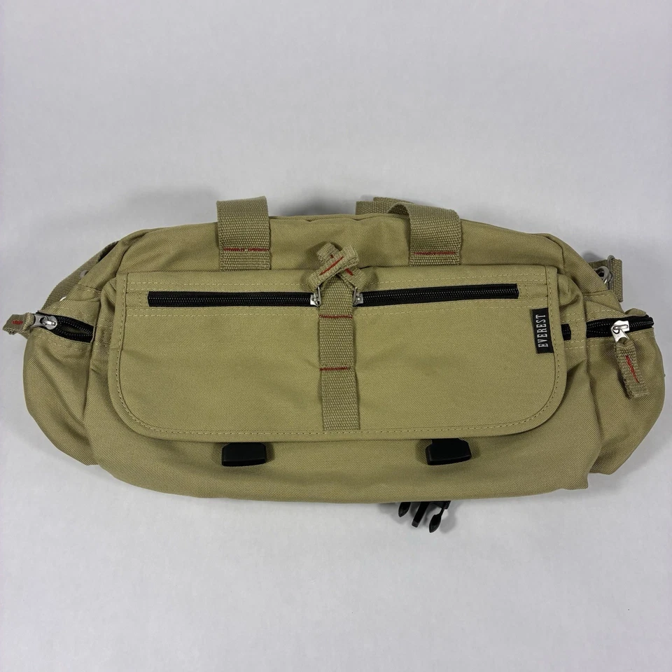 Bolsa carteiro Everest tiracolo lona verde alça ajustável vários bolsos - Imagem 2 de 4