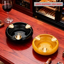 2PCS Ceramic Cigar Ashtray 3 Slot Outdoor Home Large Size Rest Round Holder