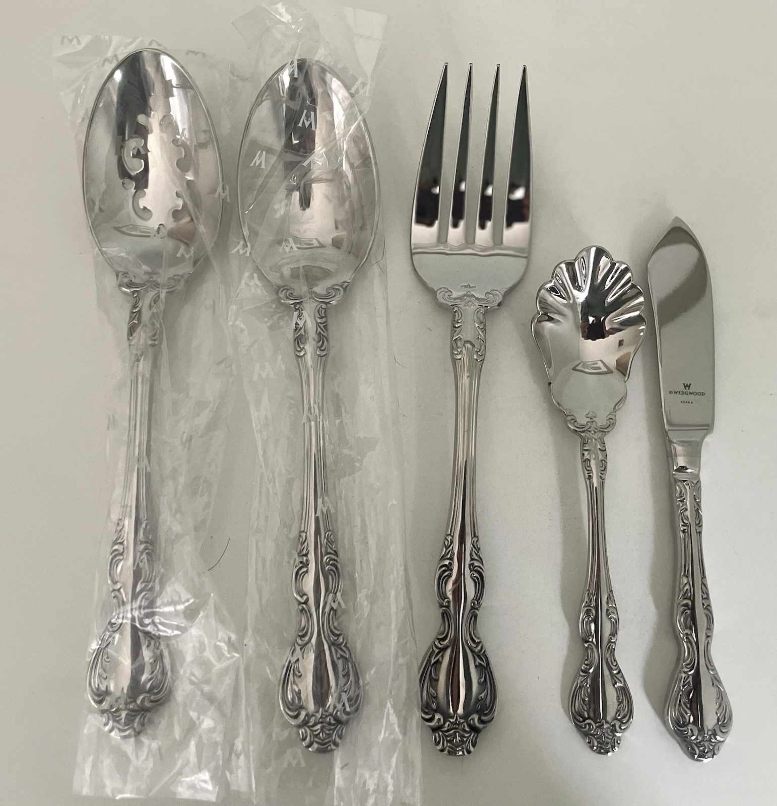 NOS Wedgwood St. Moritz -5 Piece Hostess Serving Set- 18/10 Stainless Flatware