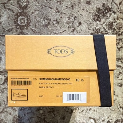 TOD'S Pantofola Ibrido Estivo 59K Men's Casual Loafers Dark Brown Size 10.5