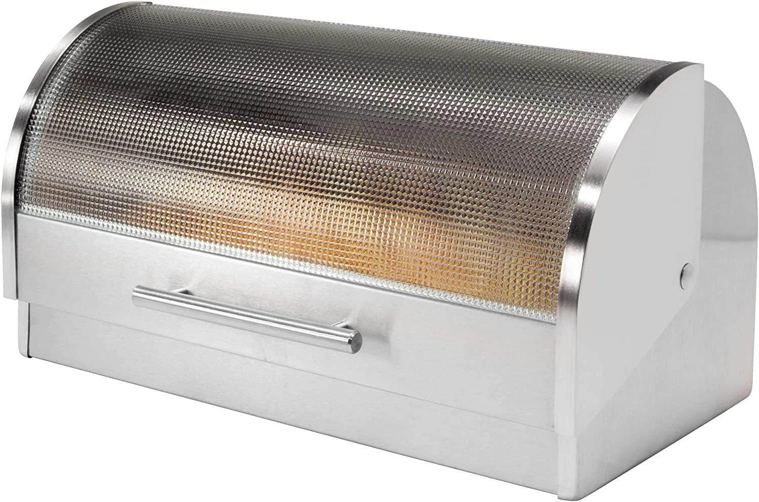 Stainless Steel Roll Top Bread Box for Kitchen Countertop with Tempered Glass Li