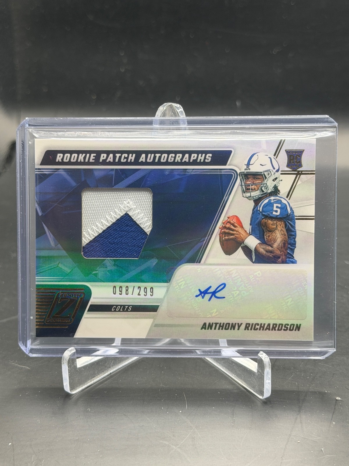 2023 Panini Zenith Anthony Richardson /299 Rookie Patch Auto #202 PC