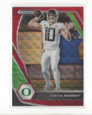 2021 Prizm Draft Picks Prizms Ruby Wave #20 Justin Herbert Oregon Chargers