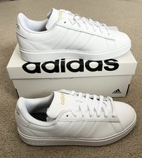 NIB ADIDAS Grand Court 2.0 womens shoes GW9213 white gold metallic sz 8.5