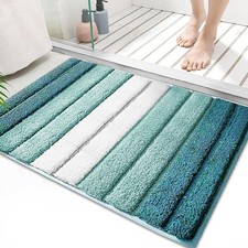 Small Striped Bathroom Rugs,Turquoise Bath Mat,Bath Rugs,16"x24"