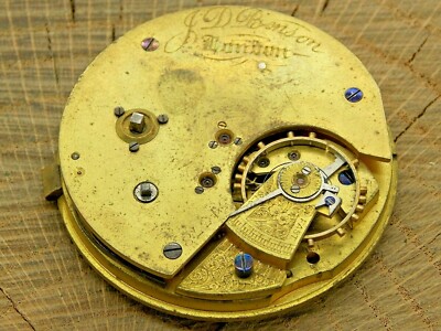 Antique Pocket Watch Movement JD Benson London Fusee Key Wind Key Set