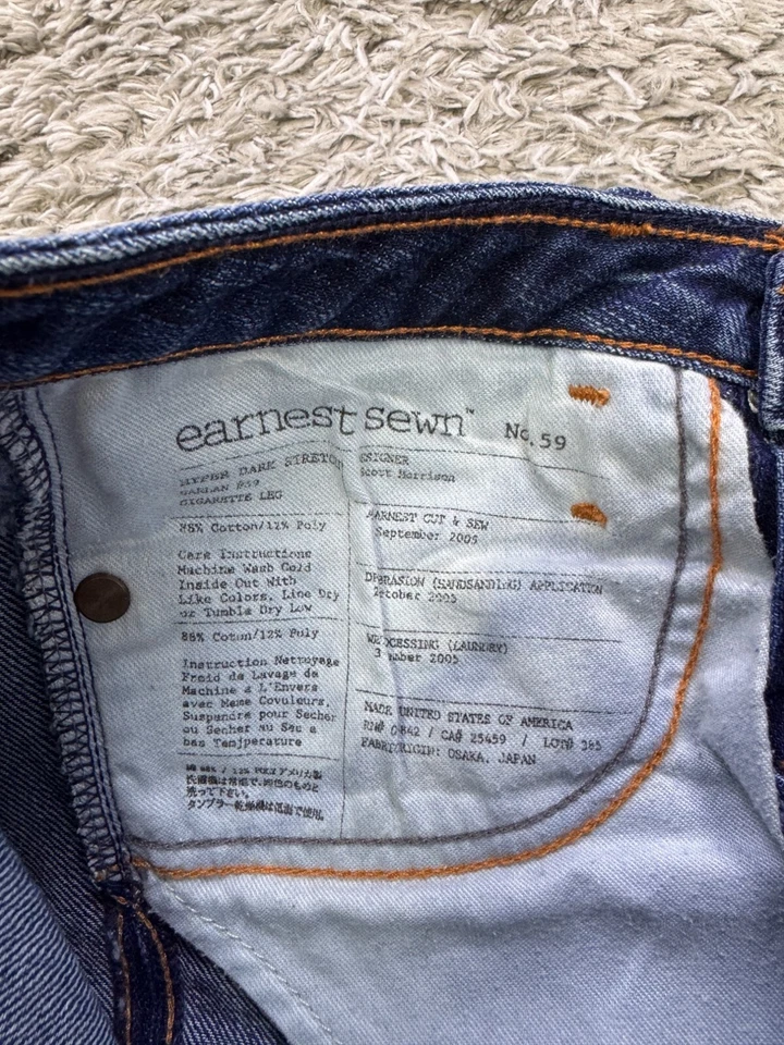Jeans feminino Earnest costurado 24 Hefner lavagem escura cintura baixa slim fit jeans stretch - Imagem 4 de 4