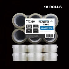18 Rolls Carton Sealing Clear Packing Tape Box Shipping - 2 mil 2" x 55 Yards